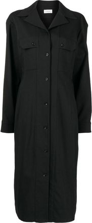 Christophe Lemaire long-sleeve shirt dress - women - Cotton/Viscose/Wool - S - Black