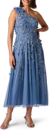Adrianna Papell Embellished One-Shoulder Cocktail Dress in French Blue at Nordstrom, Size 10