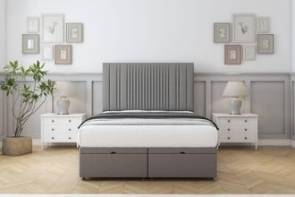 Comfort Beds The Foxy Dumfries Ottoman Bed Set With 26 Strutted Headboard in Light Grey | Size: Double