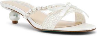 Betsey Johnson Mandy Kitten Heel Sandal in Pearl at Nordstrom, Size 7.5