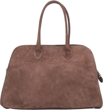 Estro & Luminara Tassen, Dames, Bruin, ONE Size, Donkerbruine Satchel Handtas voor Dames gemaakt van Premium Italiaans Velours