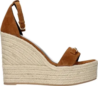 Versace Brown Leather Wedge Womens Sandals