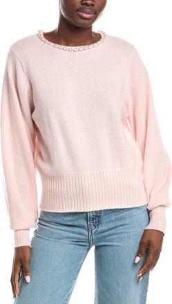 Brodie Pearl Detail Balloon Sleeve Cashmere Sweater