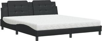 vidaXL Vidaxl - Cama Con Colch&oacute;n Cuero Sint&eacute;tico Negro 180x200 Cm