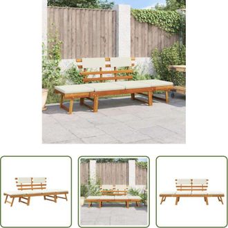 vidaXL Lettino sdraio - Panca da Giardino con Cuscini 2-in-1 190 cm in Massello Acacia