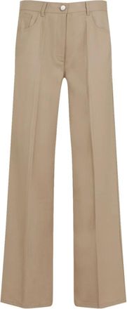 Theory Neutrale broek voor vrouwen Aw 24 - Dames - Wijde Broeken - Beige - XS - Wol - Broeken