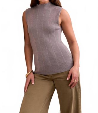 Tribal Textured Sleeveless Mock Neck Top In Grey Mix