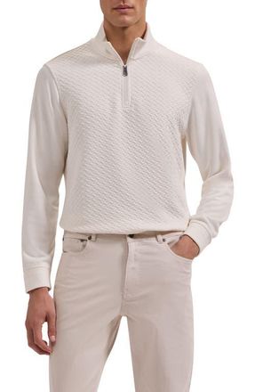 Bugatchi Quarter Zip Sweatshirt in Chalk at Nordstrom, Size Xx-Large