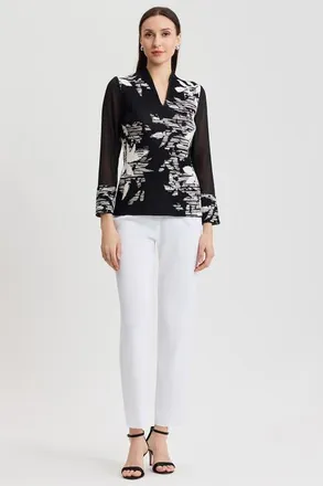 Ming Wang Mixed-Media Floral Jacquard Knit Tunic in Black/white at Nordstrom, Size X-Small