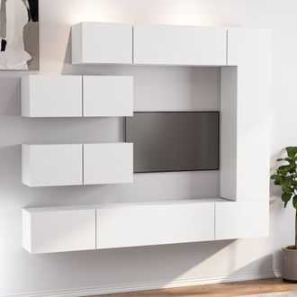 vidaXL Vidaxl - Set De Muebles Para Tv 7 Piezas Madera Contrachapada Blanco