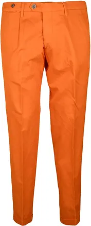 Filetto Pantalone Italiano Tailored Orange Trousers With Pleated Waist And Straight Leg