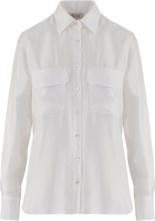 Her Shirt White Classic Collar Silk Shirt