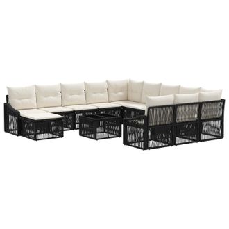 vidaXL Conjunto De Sof&aacute;s De Jard&iacute;n 13 Pcs Negro Rat&aacute;n Sint&eacute;tico Vidaxl