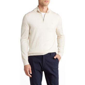 Nordstrom Rack Half Zip Merino Wool Sweater in Beige Wood at Nordstrom Rack, Size Large