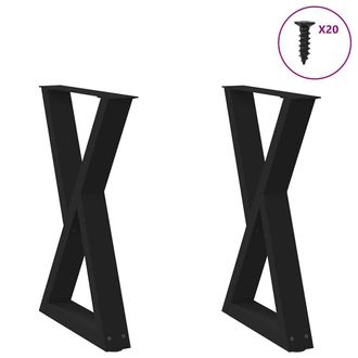 Berkfield Home Dining Table Legs 2 pcs Black 60x(72-73.3) cm Steel