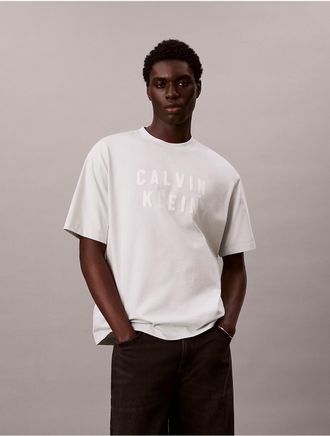Calvin Klein Jeans Calvin Klein Mens Contrast Logo Graphic Relaxed T-Shirt - Light/Pastel Blue - 2XL
