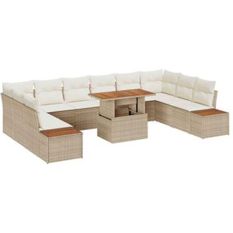 vidaXL Conjunto De Sof&aacute; De Jard&iacute;n 11 Pcs Beige Polirat&aacute;n Vidaxl