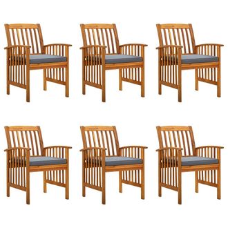 vidaXL Sillas De Comedor De Jard&iacute;n, 6 Piezas Con Cojines, Madera Maciza De Acacia Vidaxl