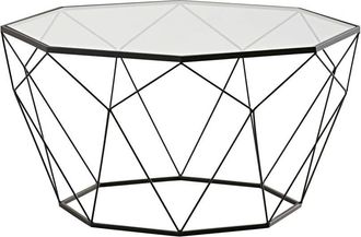 Maisons du monde Mesa de centro de vidrio templado y acero negro D.80