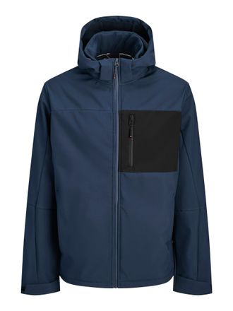 Jack & Jones Plus Size Softshelljacke JJNORTH SOFTSHELL JACKET PLS, Herren, Gr. 5XL, navy blazer, Web, Obermaterial: 100% Polyester, JACK & JONES PLUSSIZE, unifarben, regula