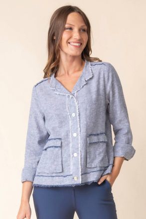Habitat Linen Solid Summer Breeze Jacket In Indigo