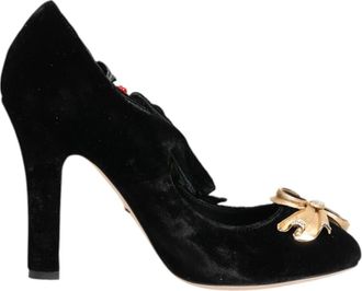 Dolce & Gabbana Zwarte Rozen Kristallen Broche Mary Jane Schoenen - Dames - Pumps - Zwart - 38 EU - Rayon - Schoenen