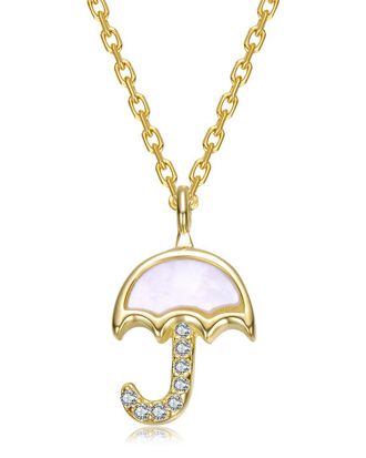 Rachel Glauber 14K Plated Pearl Cz Pendant