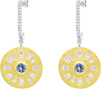 Meira T 14K 0.81 Ct. Tw. Diamond & Blue Topaz Drop Earrings
