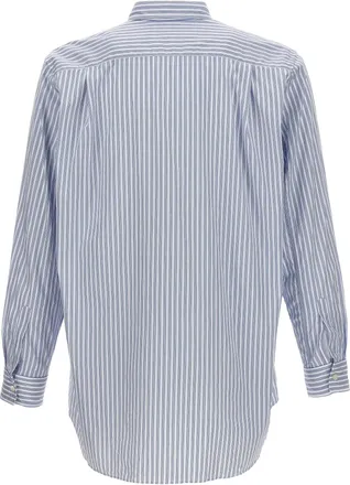 Comme Des Gar&ccedil;ons Logo-Patch Striped Shirt - Blue