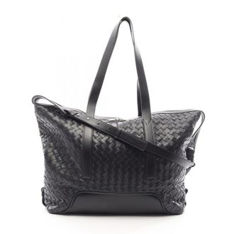 Bottega Veneta Black Leather Handbag Tote Bag (Pre-Owned)