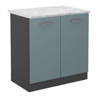 Vicco Armario Bajo Para Fregadero R-line, Gris Azulado, 80 Cm Et M&aacute;rmol