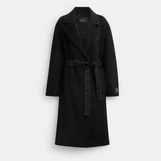 Coach Belted Wool Long Coat