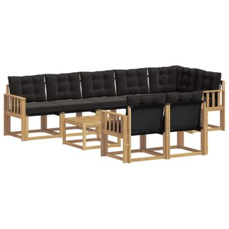 vidaXL Conjunto De Sof&aacute;s De Exterior Con Coj&iacute;n 9 Pcs Blanco Y Negro Vidaxl