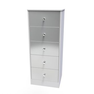 Welcome Furniture Porto Ready Assembled Tallboy Chest of Drawers with 5 Drawers - Uniform Matt & White Matt - Welcome Furniture | TJ Hughes