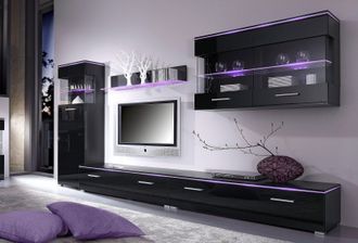 Höltkemeyer Wohnwand »Show« 3tlg.-Set besteht aus 1 Standvitrine, 1 Hängevitrine, 2 Lowboards und 1 Wandregal