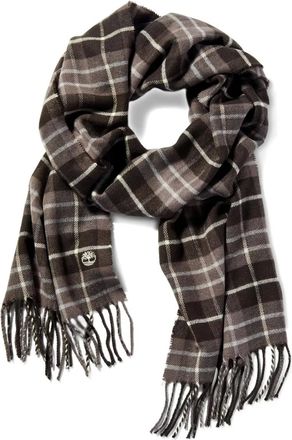 Timberland plaid-pattern fringed scarf - men - Acrylic - One Size - Brown