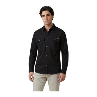 Calvin Klein Jeans Klassiek overhemd met lange mouwen en knoopsluiting met voorzakken - Heren - Casual Overhemden - Zwart - L - Katoen - Overhemden