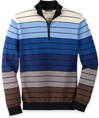 Paul Fredrick Cotton Quarter Zip Mock Neck Sweater