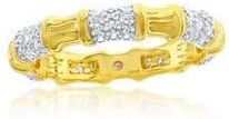 Suzy Levian Pav&eacute; Cubic Zirconia Bamboo Eternity Ring in Yellow at Nordstrom Rack, Size 6.5