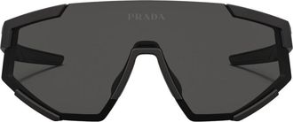 Prada Geometrische Cut-Off Zonnebril - Heren - Zonnebrillen - Zwart - 39 MM - Nylon - Accessoires