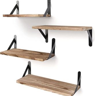 OEM Estantes De Pared De Madera Maciza, Juego De 2, 42,5 X 15 Cm, Perfectos Para Sal&oacute;n, Dormitorio, Ba&ntilde;o Y Cocina - Ulisem