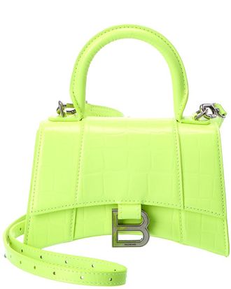 Balenciaga Hourglass Xs Leather Top Handle Clutch