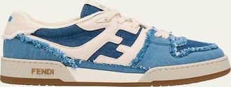 Fendi Match Distressed Denim Sneakers
