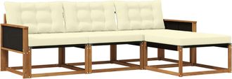 vidaXL Conjunto De Sof&aacute;s De Exterior 4 Uds. Natural Y Crema Vidaxl