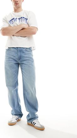 Calvin Klein Jeans Jeans dritti stile anni 90 lavaggio medio con logo-Blu