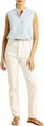 Trovata Eres Sleeveless Shirt In Blue Oxford Stripe