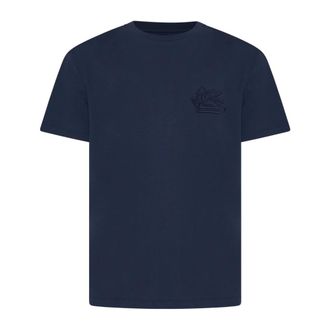 Etro Etro, T-Shirts, male, Blue, Size: 2XL T-shirt with Pegaso Embroidery