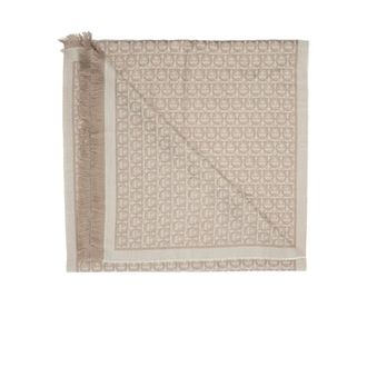 Ferragamo Scarves, female, Beige, Size: ONE SIZE Gancini motif scarf