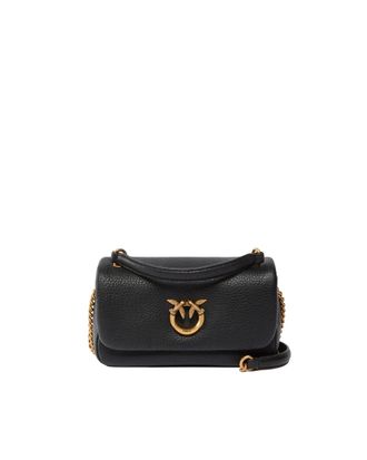 Pinko Black Mini Love Click Soft Horizontal Leather Shoulder Bag