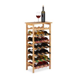Relaxdays 2 Botelleros Vino Bamb&uacute;, Mueble 28 Botellas, Vertical, 94 X 47 X 29 Cm, Cocina, S&oacute;tano O Bar, Con Repisa, Natural
